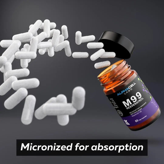 Micronized Resveratrol - 99% Pure, Micronized, Transresveratrol, With Black Pepper, D3 and K2 AlphaCell Labs
